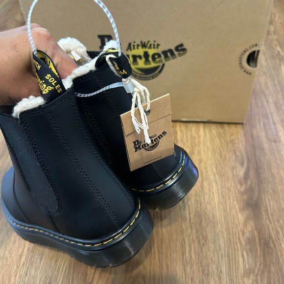 Dr Martens Dorrian black fur ankle Chelsea boots booties shoes women’s 7 new - Picture 7 of 9